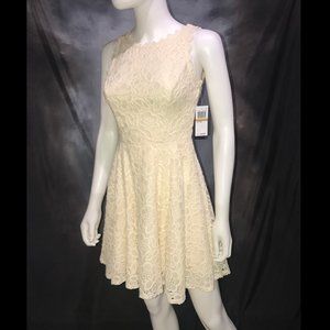 NWT City Studio Cream Lace V-Neck Mini Dress